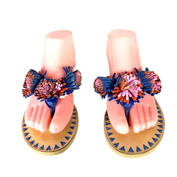 Kate Spade Idette Fringe Rosette Flip Flow Sandals Women's Size 6.5 - Picture 1 of 9
